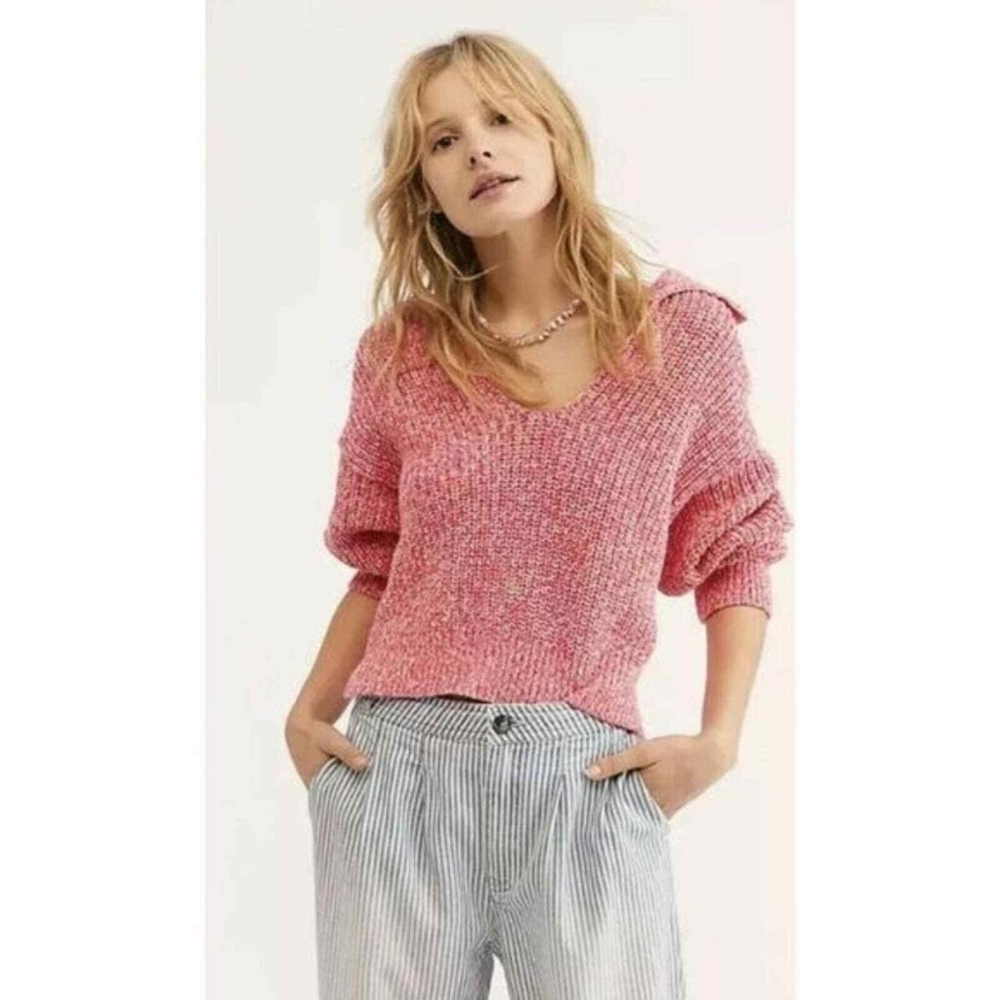 Free People Love This City Pullover Sweater Pink Size Large NWT